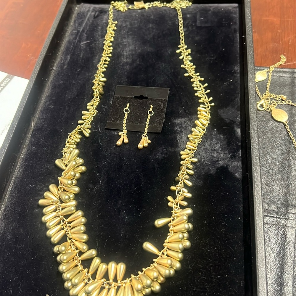 Super Cool long Gold Fringe Necklace Set